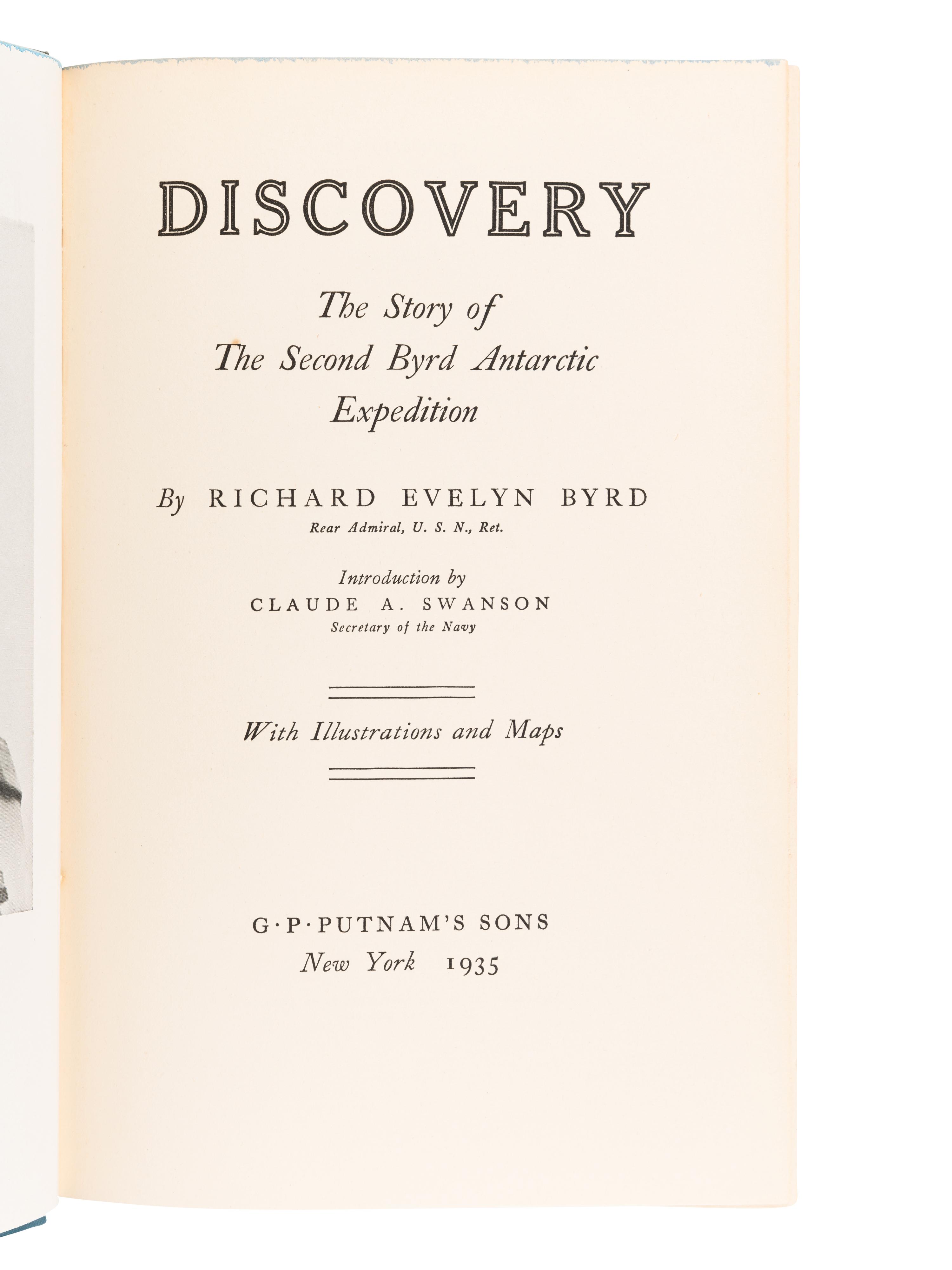 [EXPLORATION -- POLAR]. BYRD, Richard Evelyn, Jr. (1888-1957). Little America: Aerial Exploration in the Antarctic. New York: G.P. Putnam's Sons, 1930.