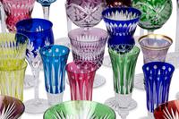 A Collection of Saint Louis and Other Colored Cut-to-Clear Glass Stemware