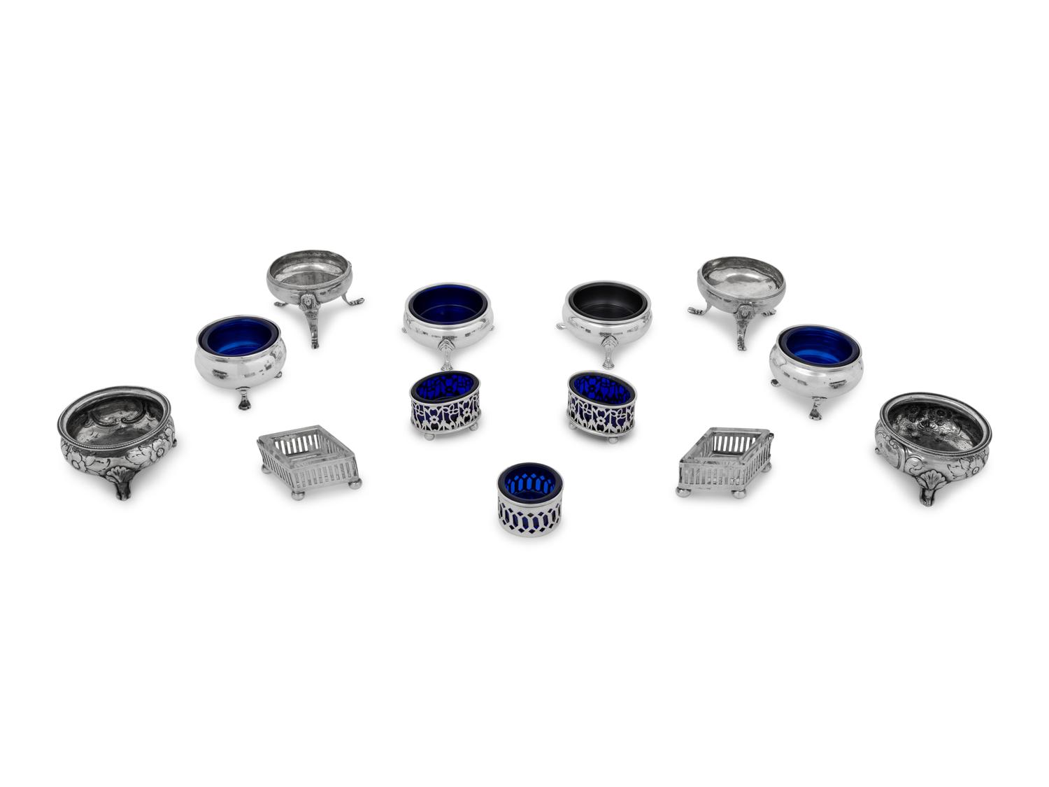 A Collection of Thirteen Silver Salt Cellars