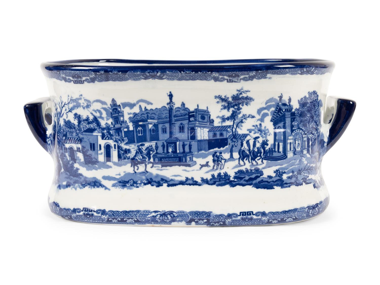 An English Transfer-Decorated Stoneware Basin