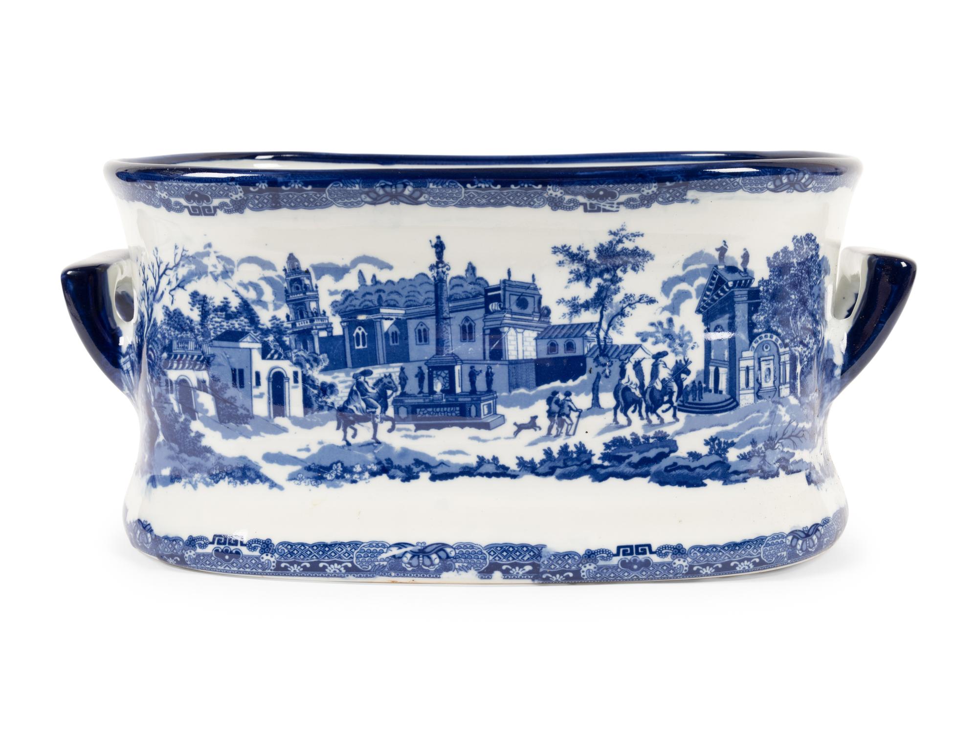 An English Transfer-Decorated Stoneware Basin