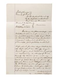 [WESTERN AMERICANA]. Legal document naming W.B. "Bat" Masterson as Defendant. Ford County, KS, 1879.