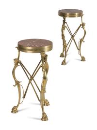 A Pair of Neoclassical Style Gilt Bronze and Marble Side Tables