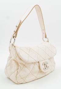 A Chanel Cream Leather Wild Stitch Shoulder Bag, 12" x 8" x 3.5"; Handle drop: 8.5".