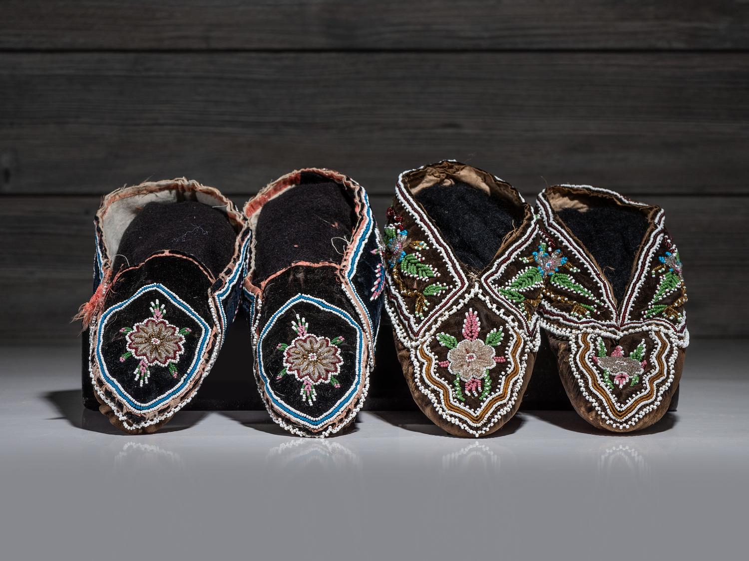 Northeastern Beaded Hide Moccasins