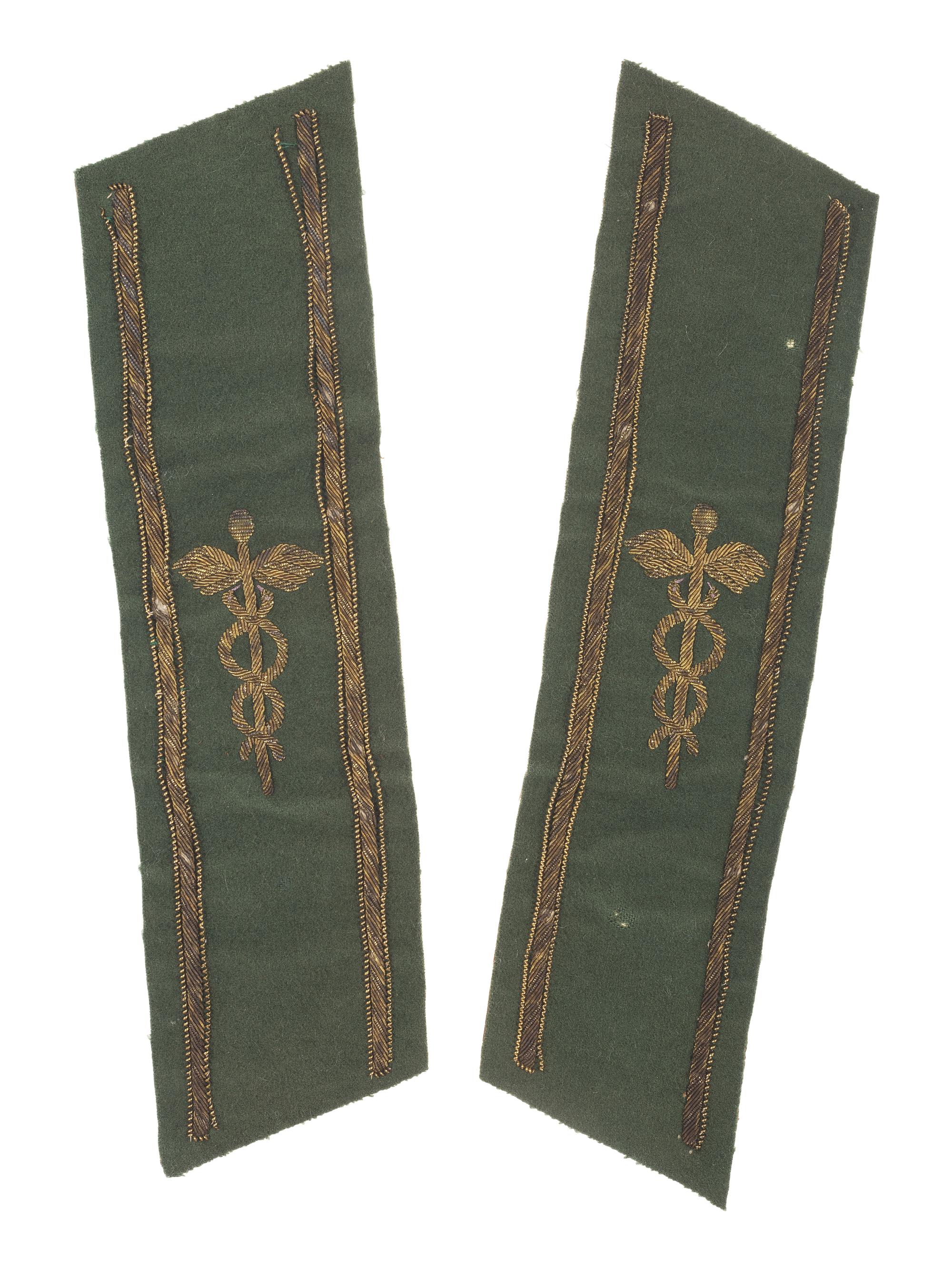 Hospital steward chevrons featuring gold bullion caducei.