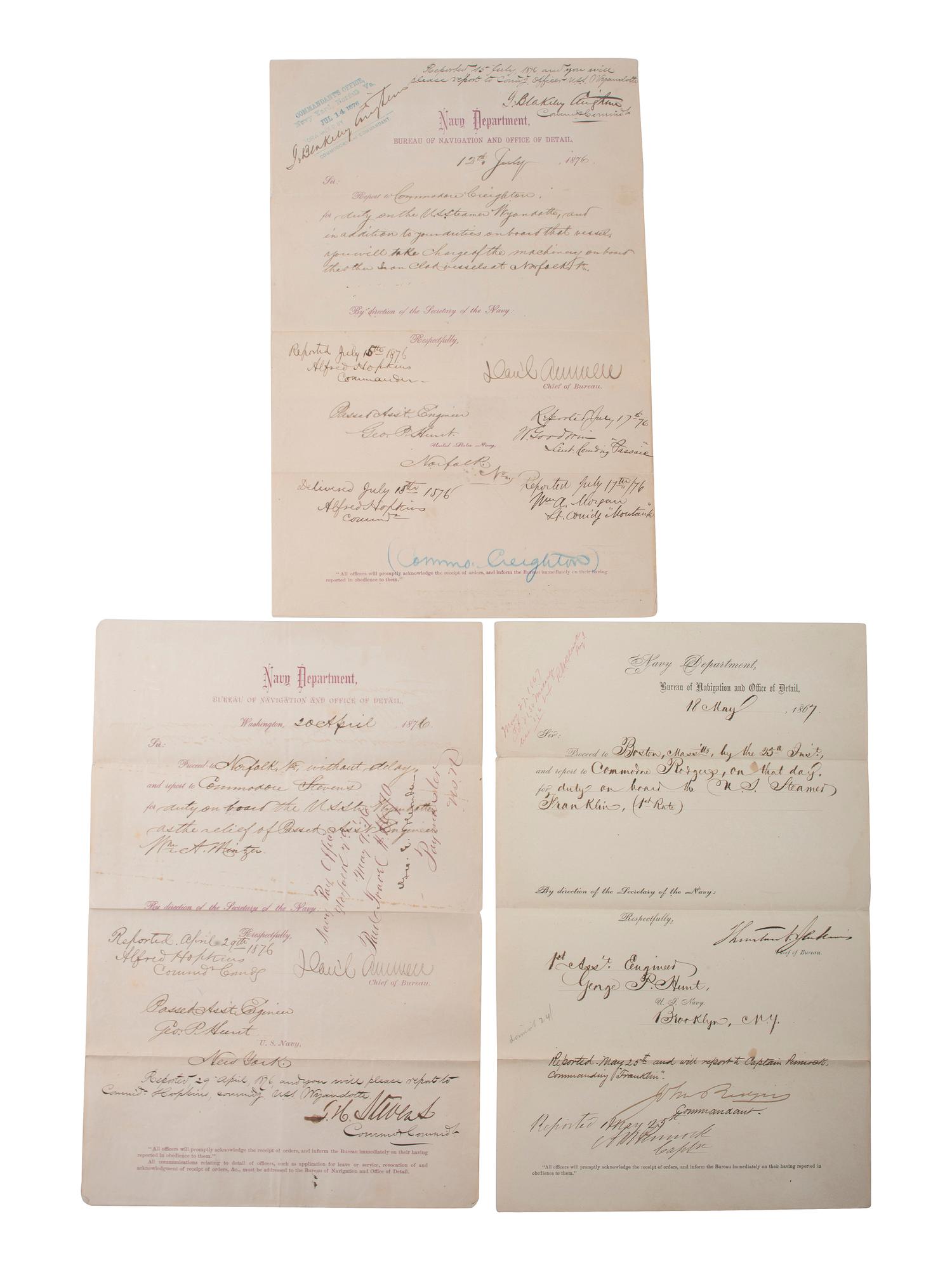 [CIVIL WAR] -- [NAVY]. US Navy signatures. [With:] Benjamin Butler ALS to Admiral Farragut.