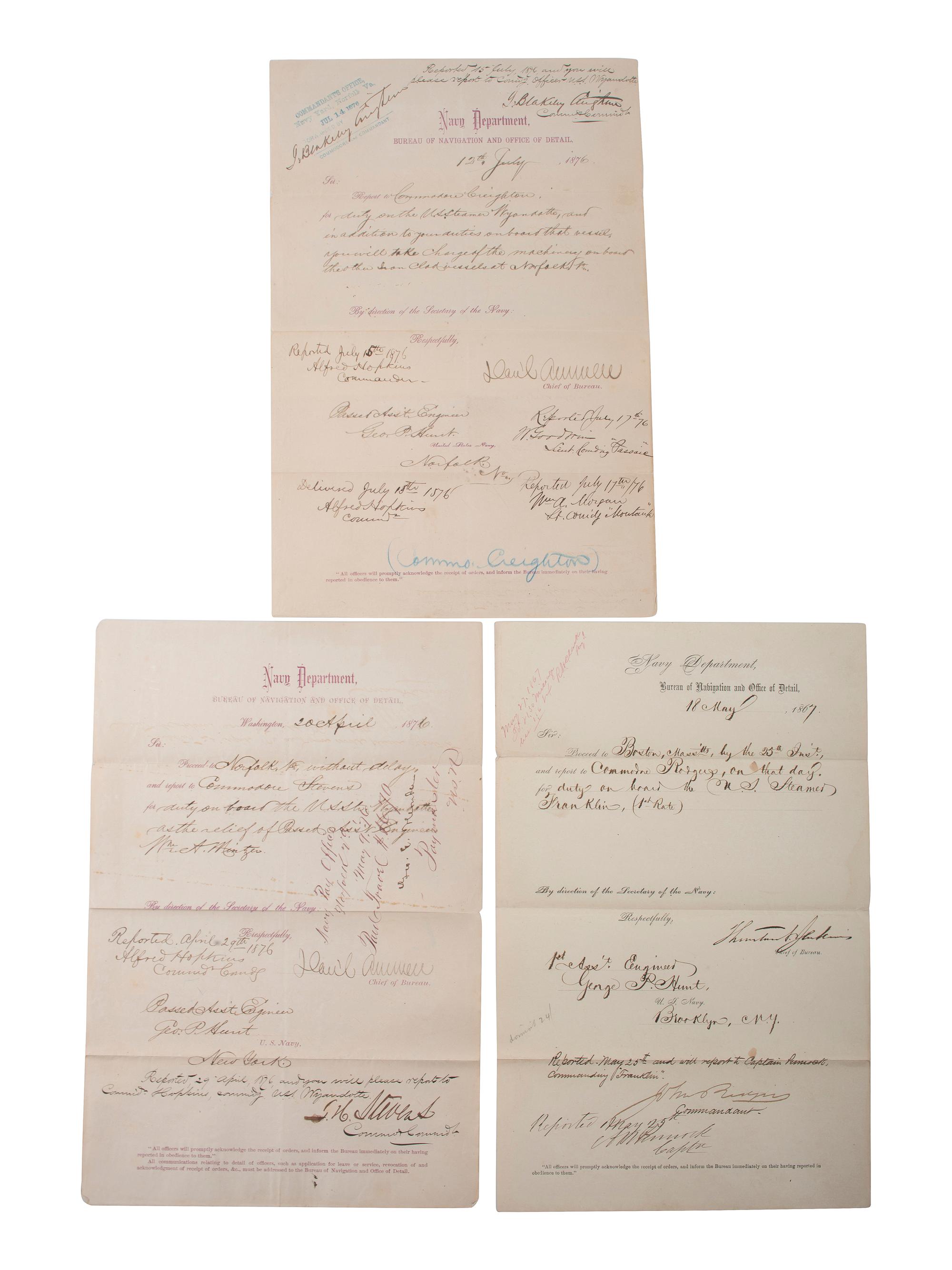 [CIVIL WAR] -- [NAVY]. US Navy signatures. [With:] Benjamin Butler ALS to Admiral Farragut.