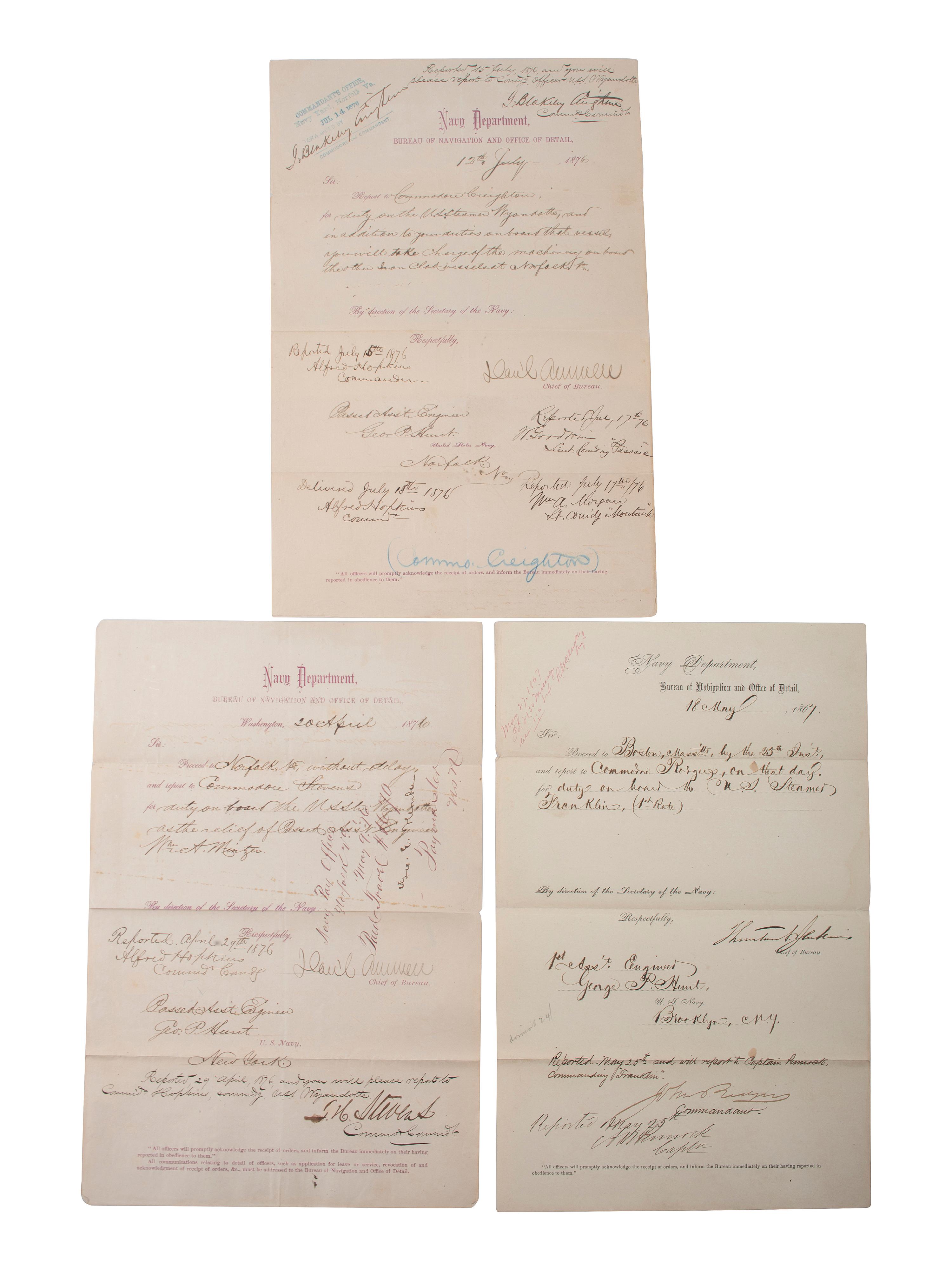 [CIVIL WAR] -- [NAVY]. US Navy signatures. [With:] Benjamin Butler ALS to Admiral Farragut.