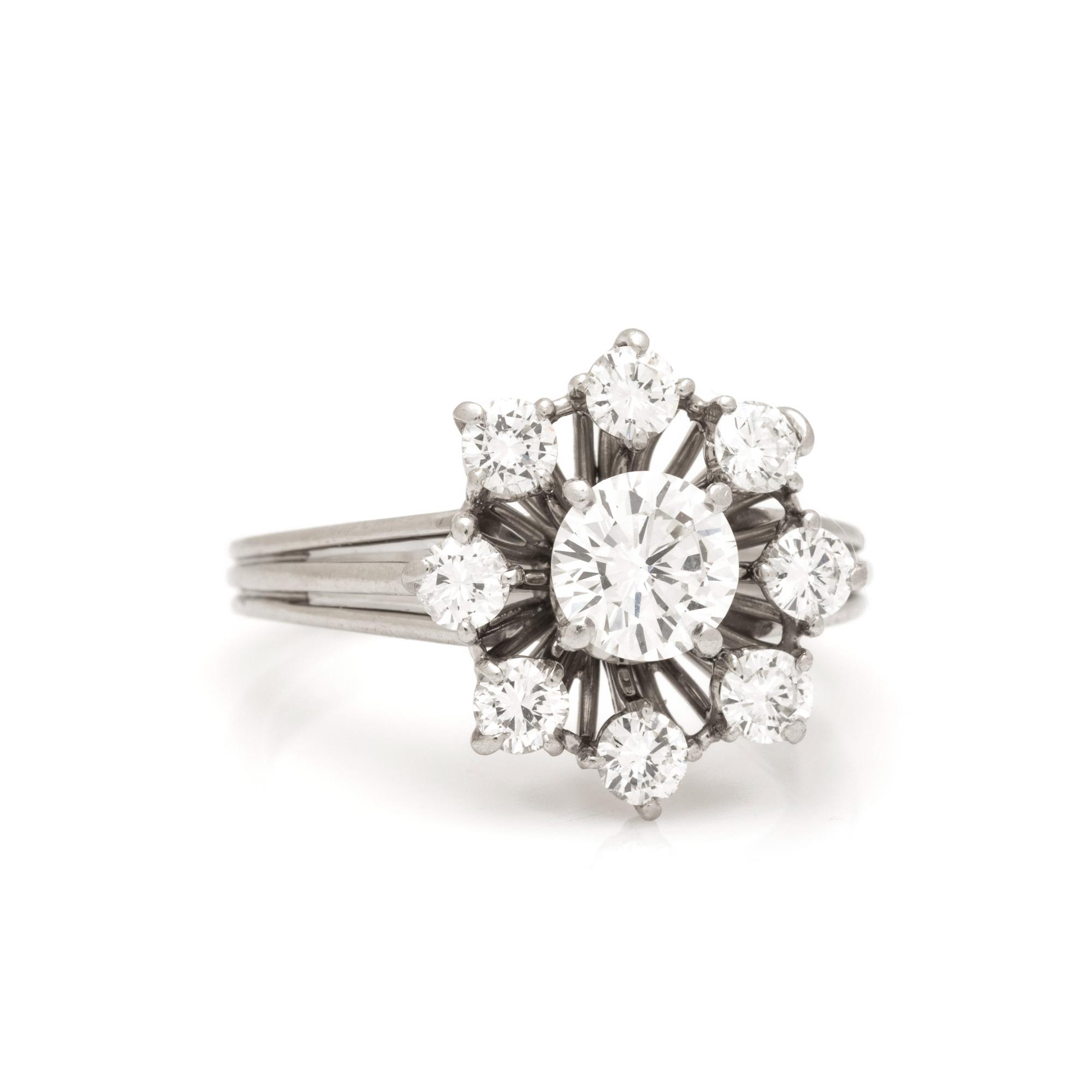 CARTIER, PLATINUM AND DIAMOND RING