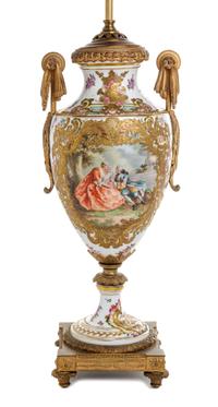 A Sevres Style Porcelain Urn Height of porcelain 18 inches. — 19TH CENTURY