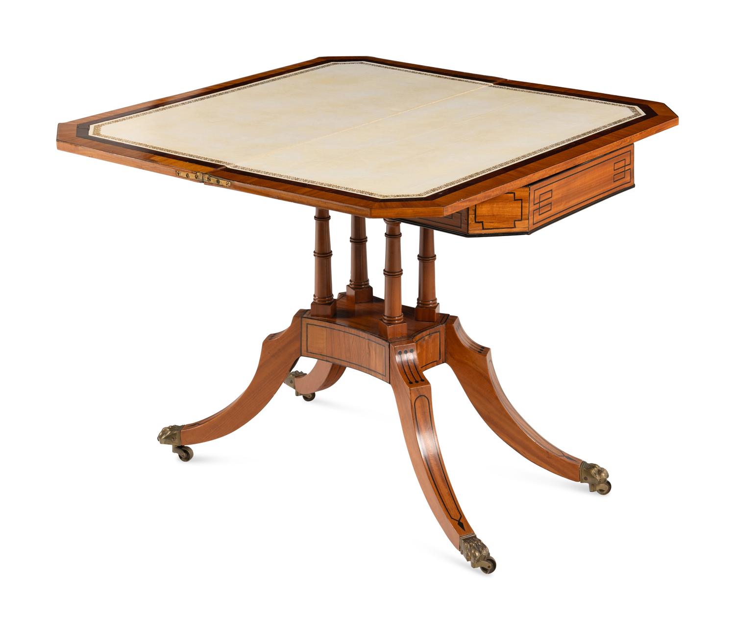 A Late George III Part Ebonized Satinwood Card Table