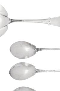 Twelve Tiffany & Co. Silver Dessert Spoons and a Dessert Server
