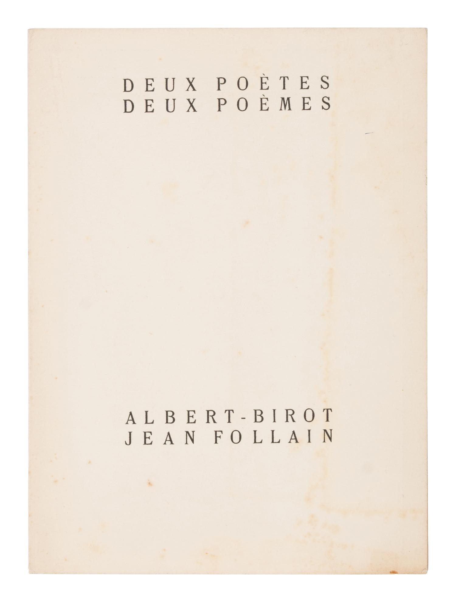 [Literature] Birot, Albert and Jean Follian. Deux Poetes, Deux Poemes