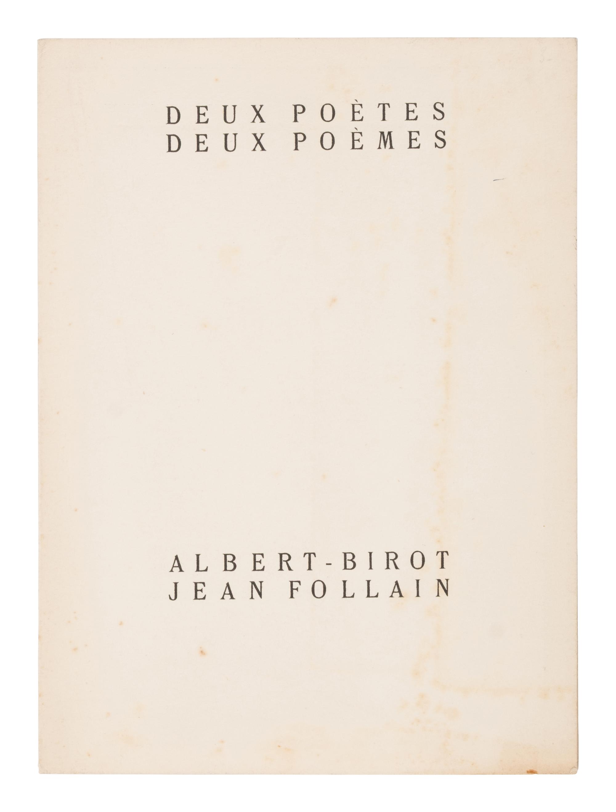 [Literature] Birot, Albert and Jean Follian. Deux Poetes, Deux Poemes
