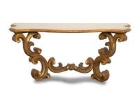 A Dennis and Leen Baroque Giltwood Console with Limestone Top