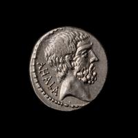 [ANCIENTS] ROMAN REPUBLIC. Q. Servilius Caepio Brutus (M. Junius Brutus) as Moneyer (54 BC). Ar Denarius. (3.7 g, 18mm)