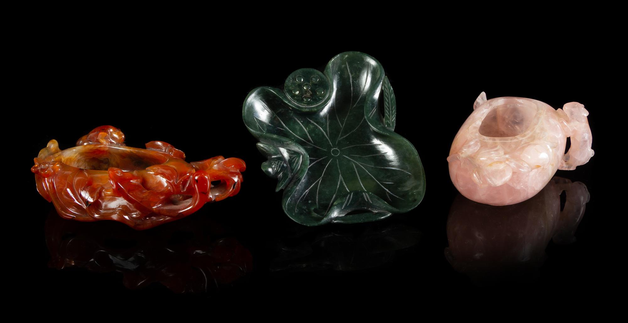 Three Chinese Carved Hardstone Brush Washers