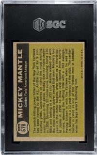 A 1961 Topps Mickey Mantle All Star Baseball Card No. 578 (SGC 5.5 EX+)