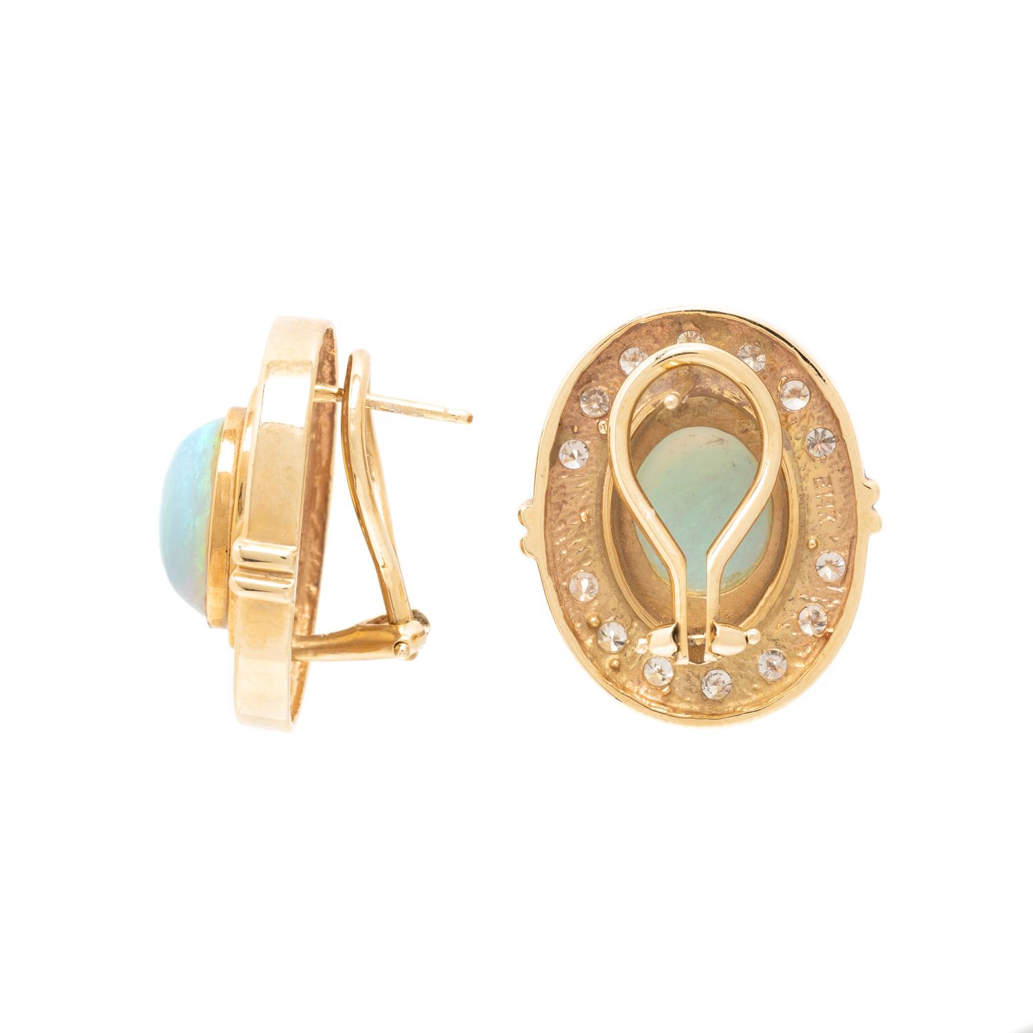 OPAL AND DIAMOND EARRINGS