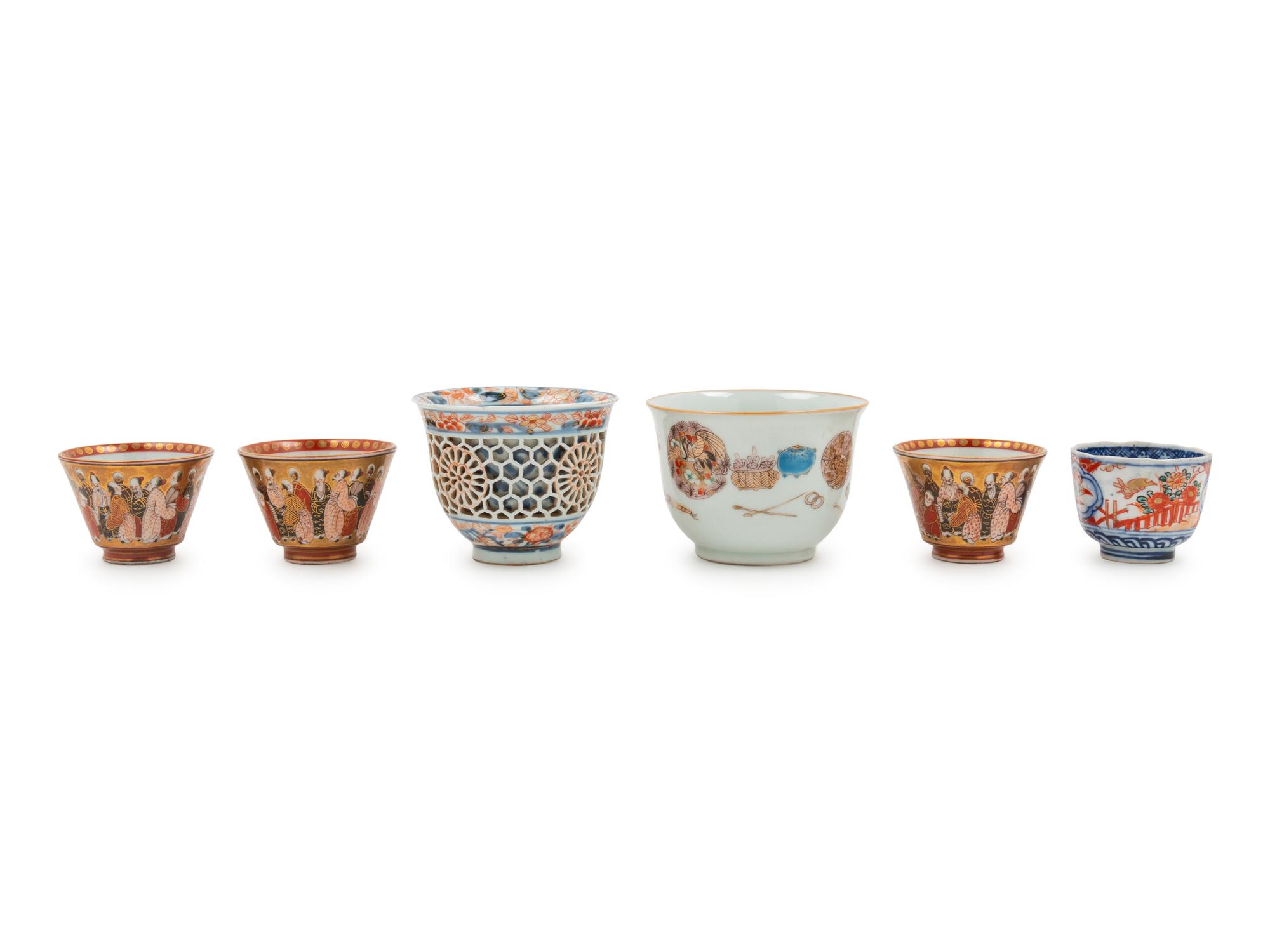 A Group of Six Japanese Porcelain Wine Cups