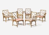 A Set of Six Regency Faux Bamboo Cockpen Armchairs