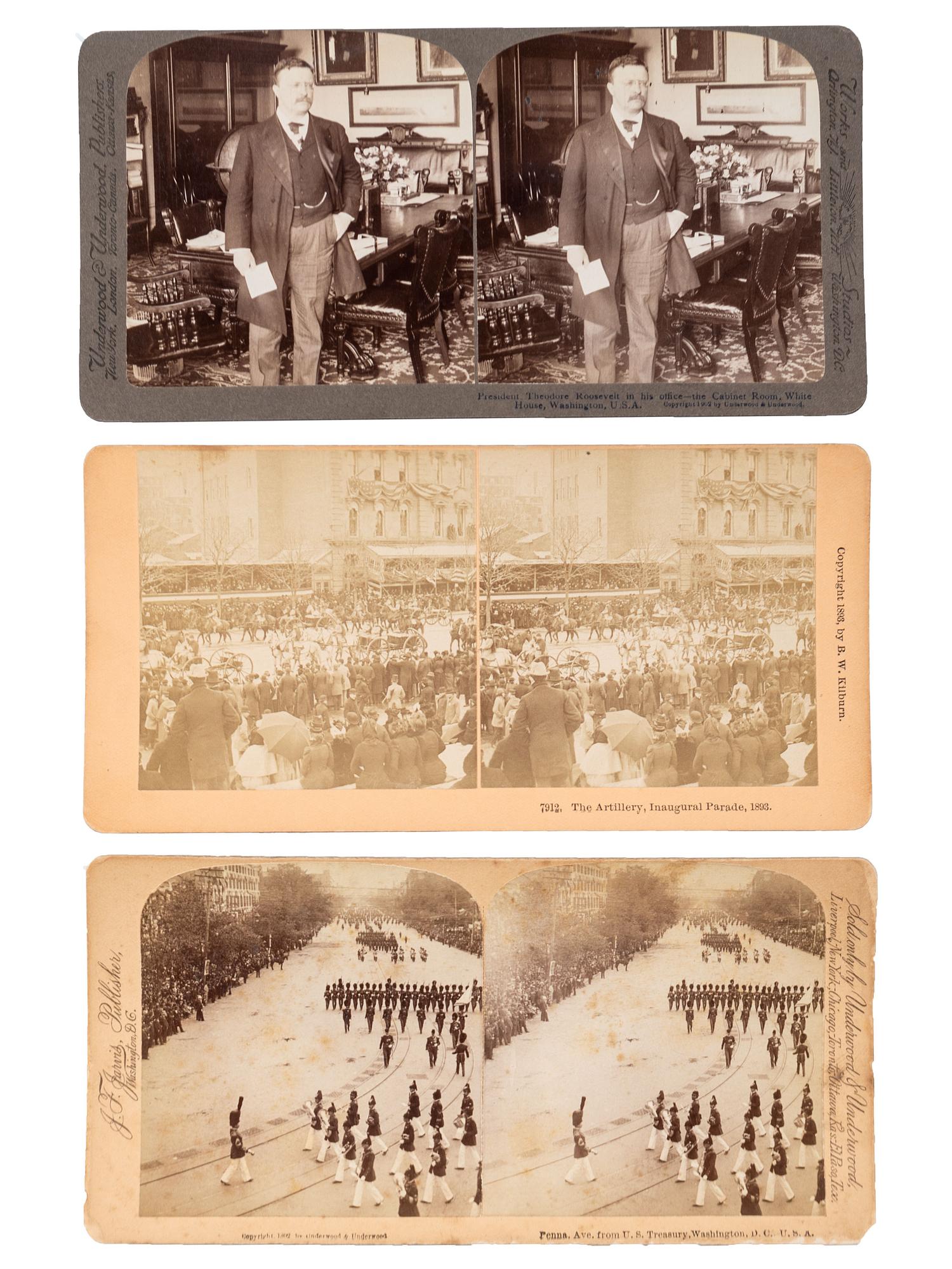 [EARLY PHOTOGRAPHY]. A group of approx. 95 stereoviews highlighted by images of US presidents, views in and around Washington, DC and Mount Vernon, and African American and female subjects.