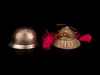 Two Japanese Silver Helmet-Form Bonbonnière