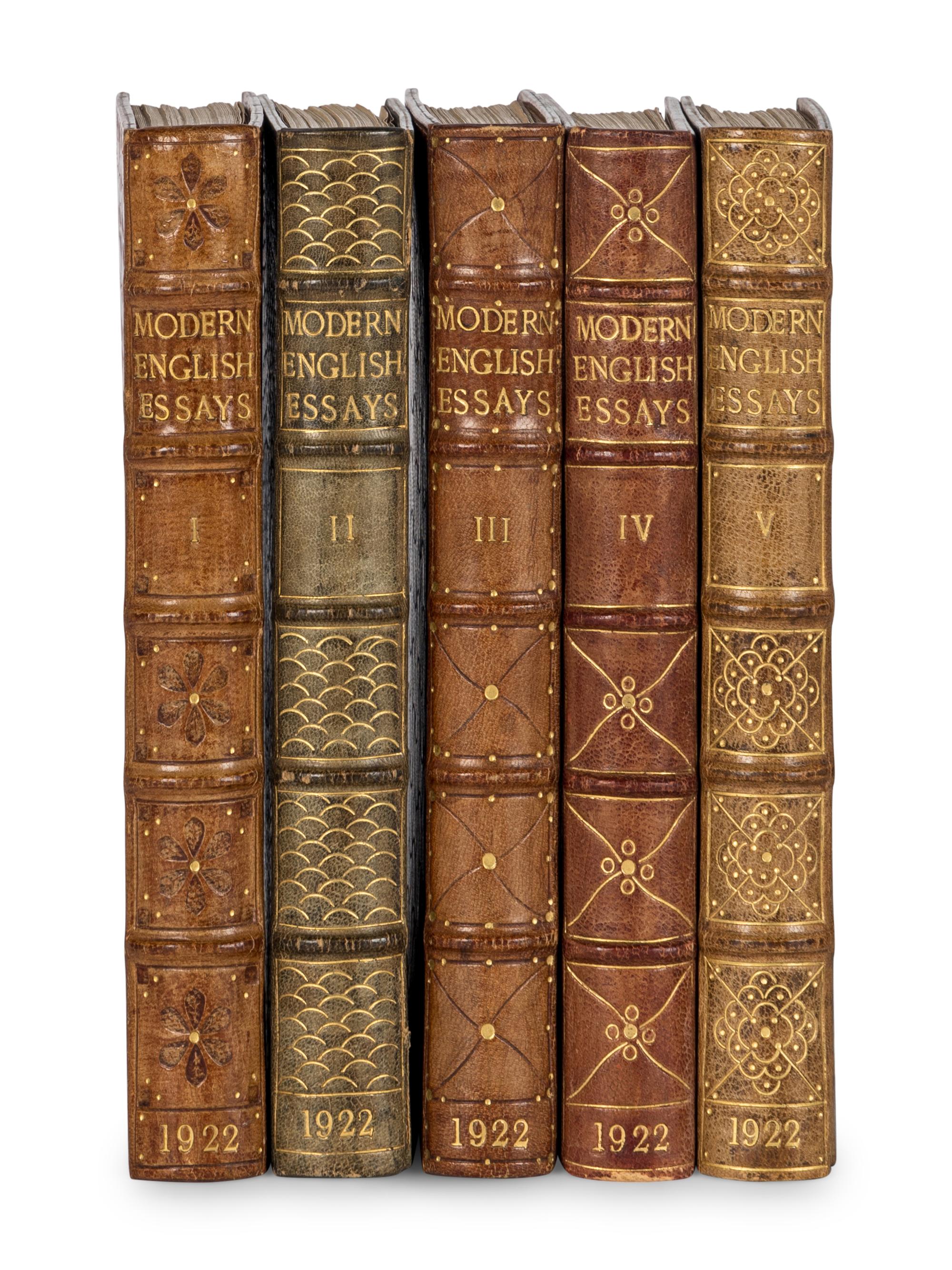 [BINDINGS]. -- [COCKERELL, Douglas, Binder]. RHYS, Ernest (ed.) (1859-1946). Modern English Essays . London and Toronto: J.M. Dent & Sons Ltd., 1922.