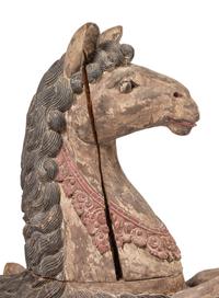 A Pair of Large Balinese Carved and Polychrome Decorated Models of Hippocampi