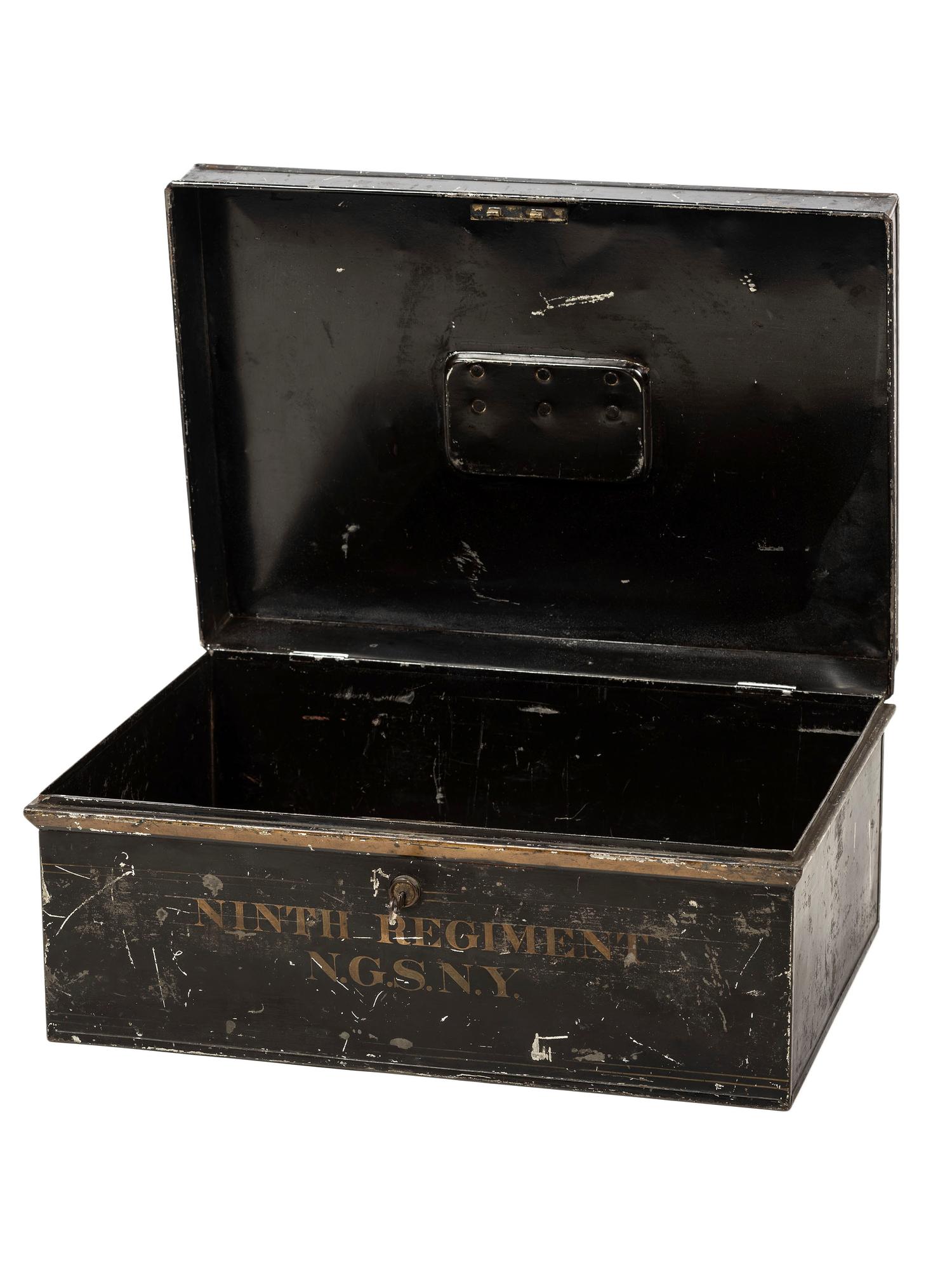 [CIVIL WAR]. Painted metal box with key identified to 9th Regiment, New York National Guard. N.p., n.d.