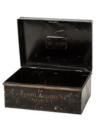 [CIVIL WAR]. Painted metal box with key identified to 9th Regiment, New York National Guard. N.p., n.d.