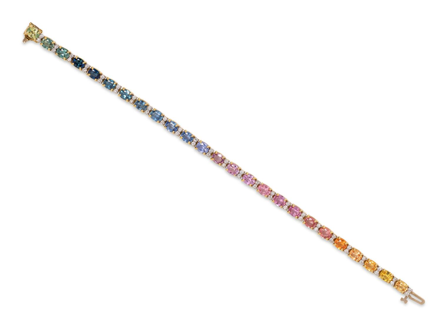 MULTICOLOR SAPPHIRE AND DIAMOND BRACELET