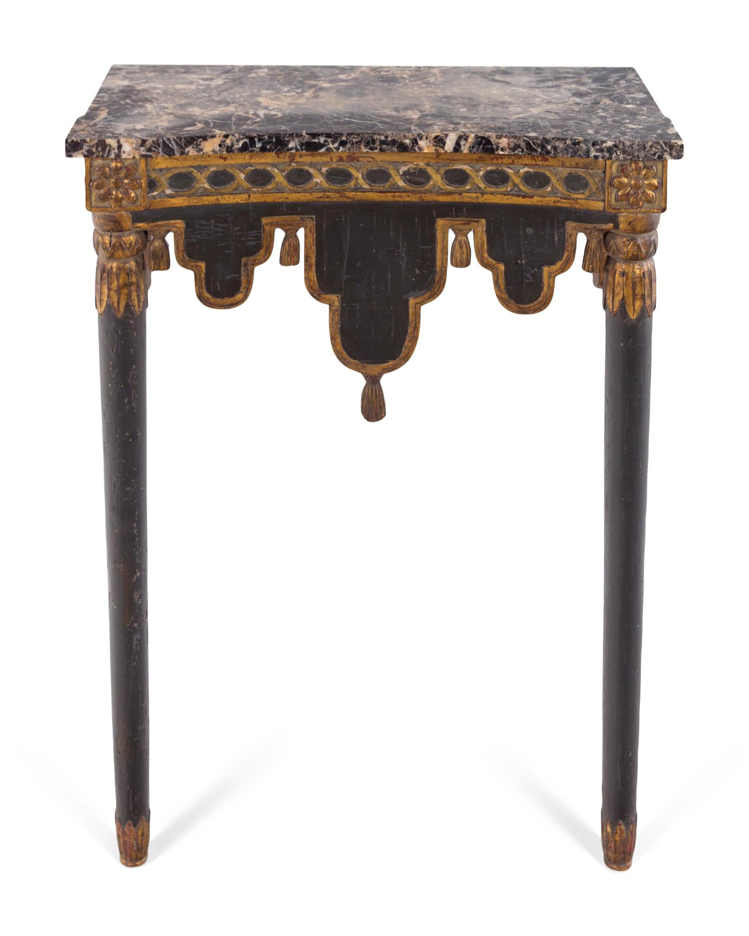 An Italian Painted and Parcel Gilt Marble-Top Console Table
