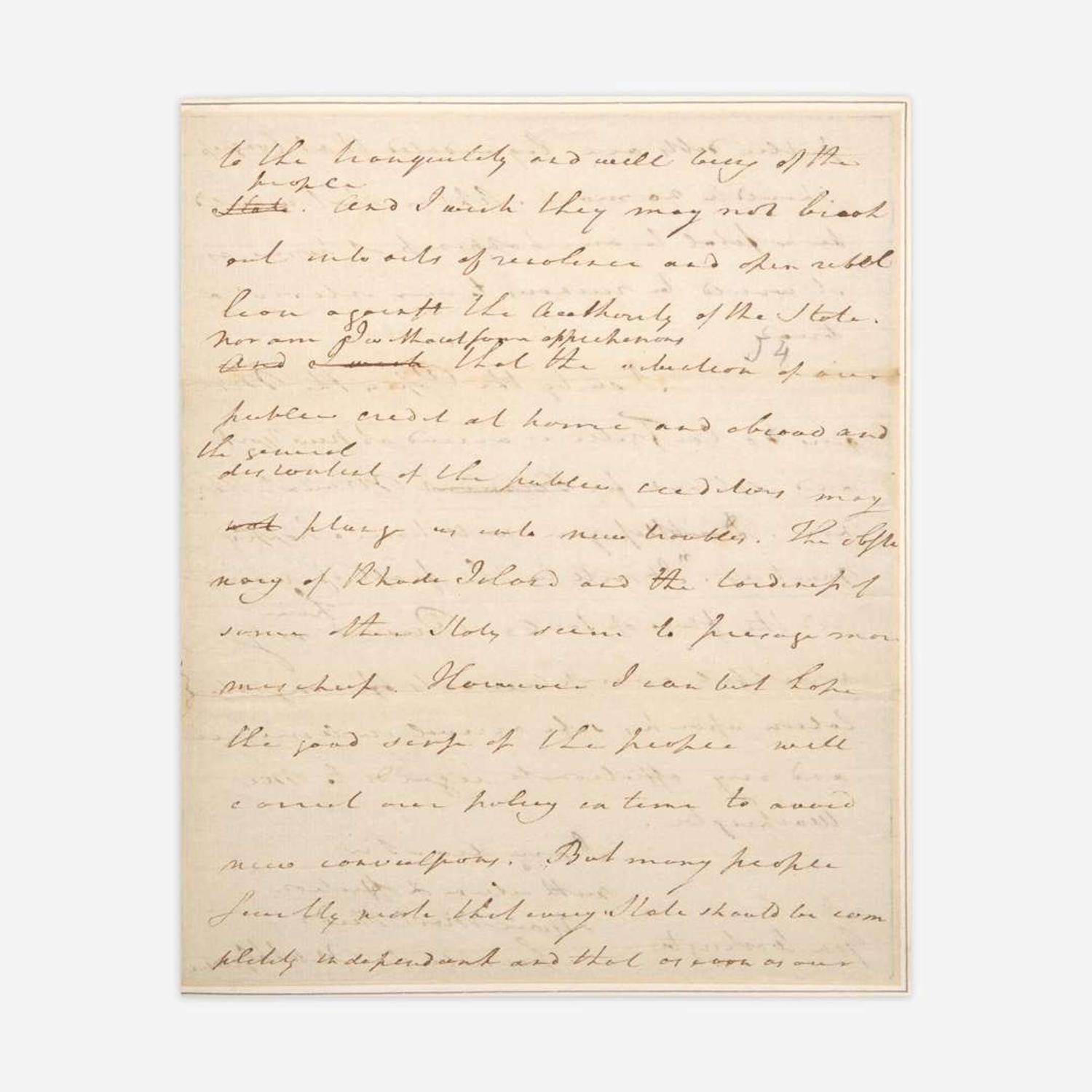 [Washington, George] Greene, Nathanael Autograph Draft Letter, signed