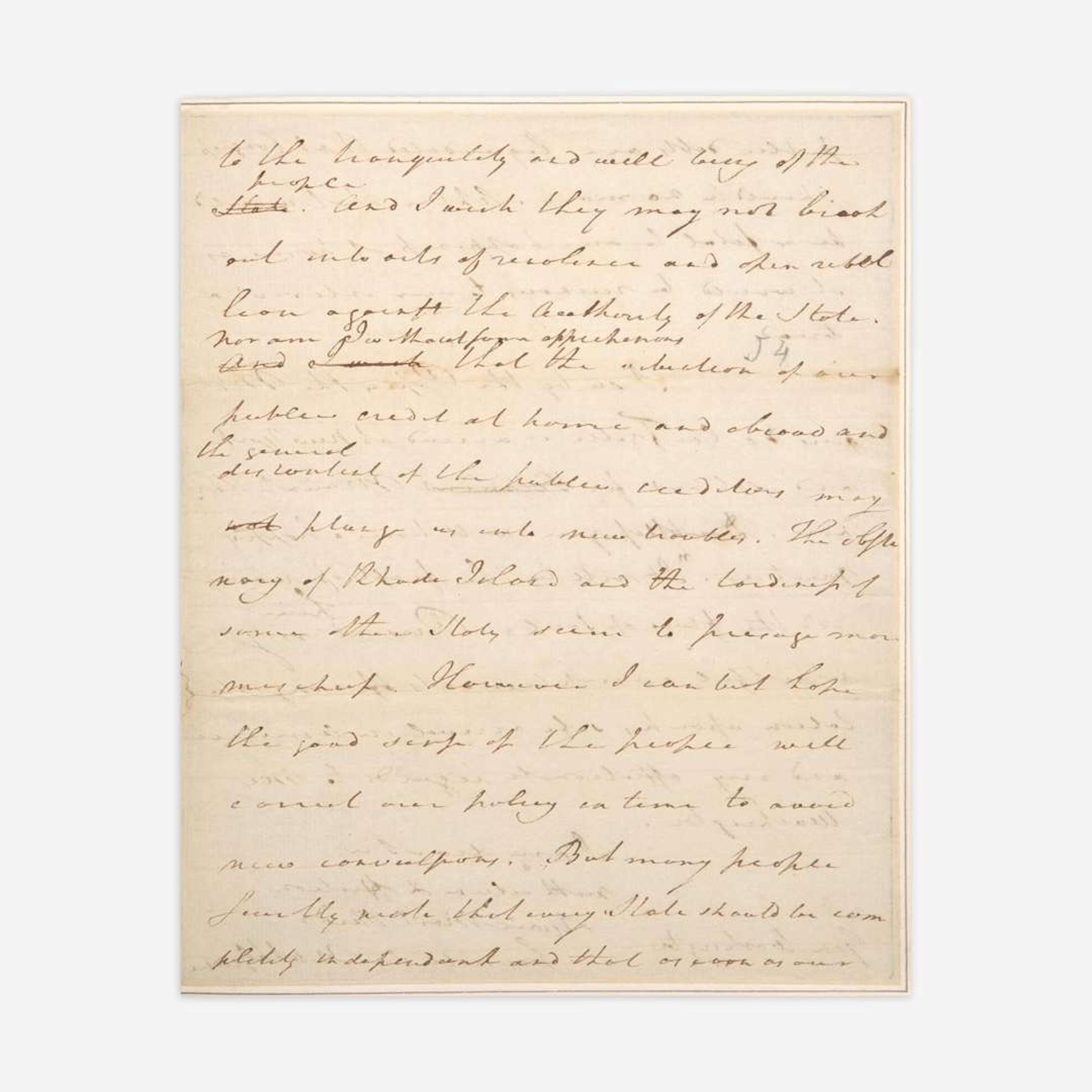 [Washington, George] Greene, Nathanael Autograph Draft Letter, signed