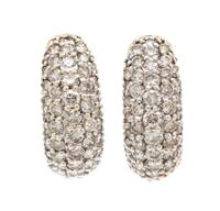 A Pair of Gold and Diamond Earrings, 5.60 dwts.