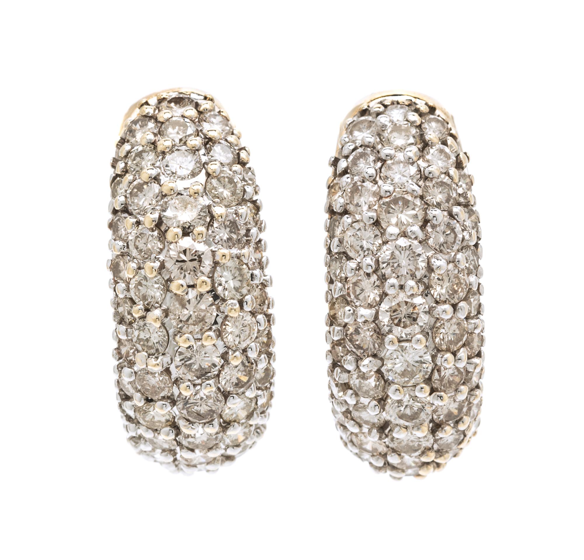 A Pair of Gold and Diamond Earrings, 5.60 dwts.