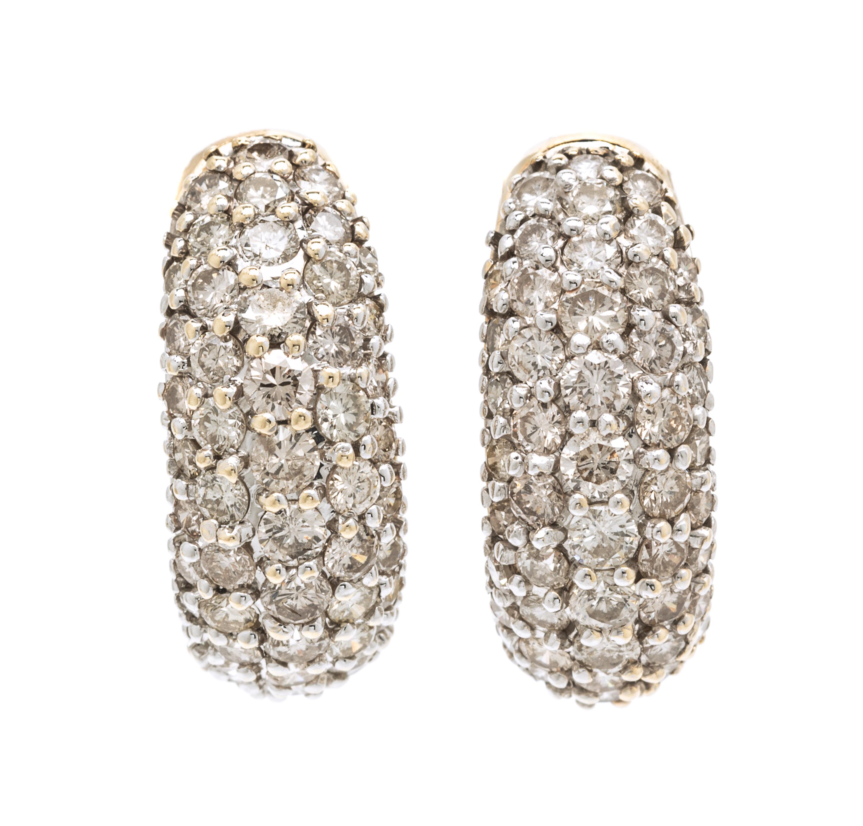 A Pair of Gold and Diamond Earrings, 5.60 dwts.