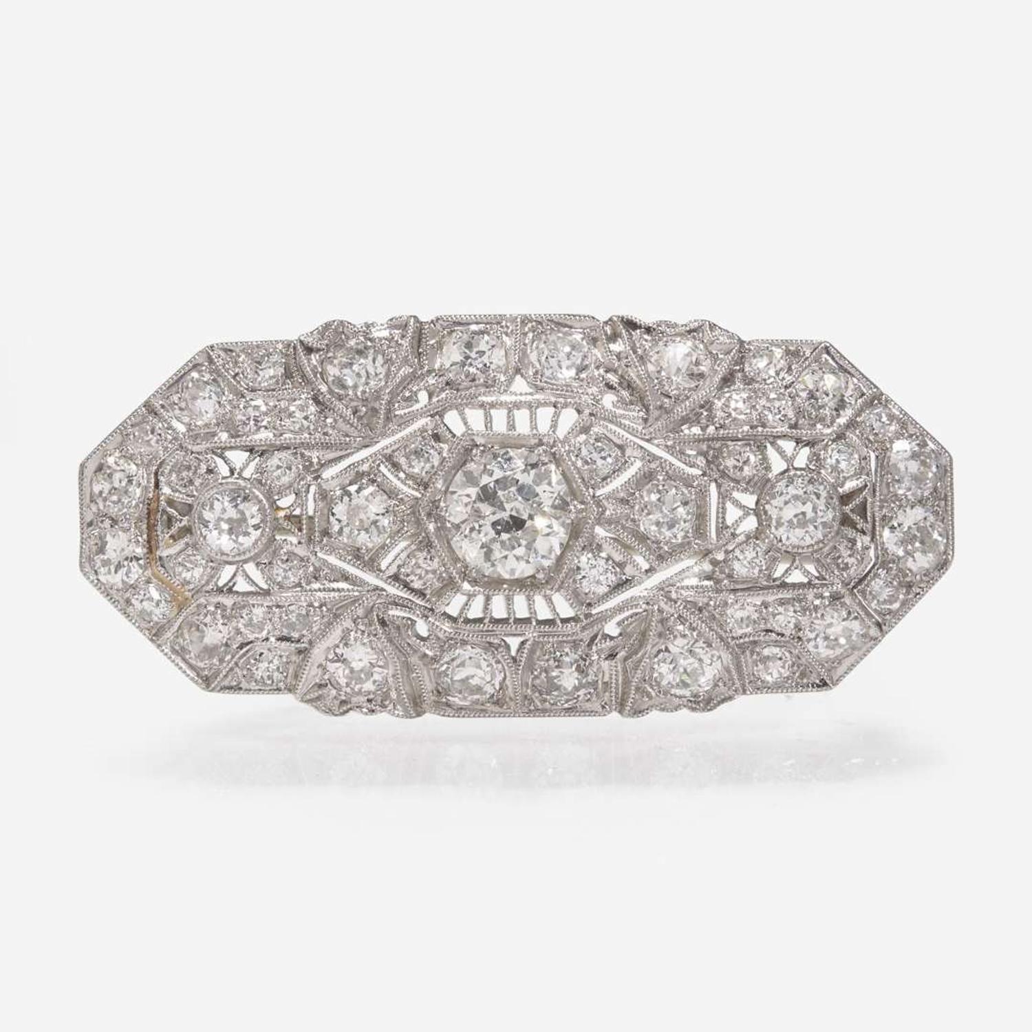 An Art Deco Diamond and Platinum Brooch