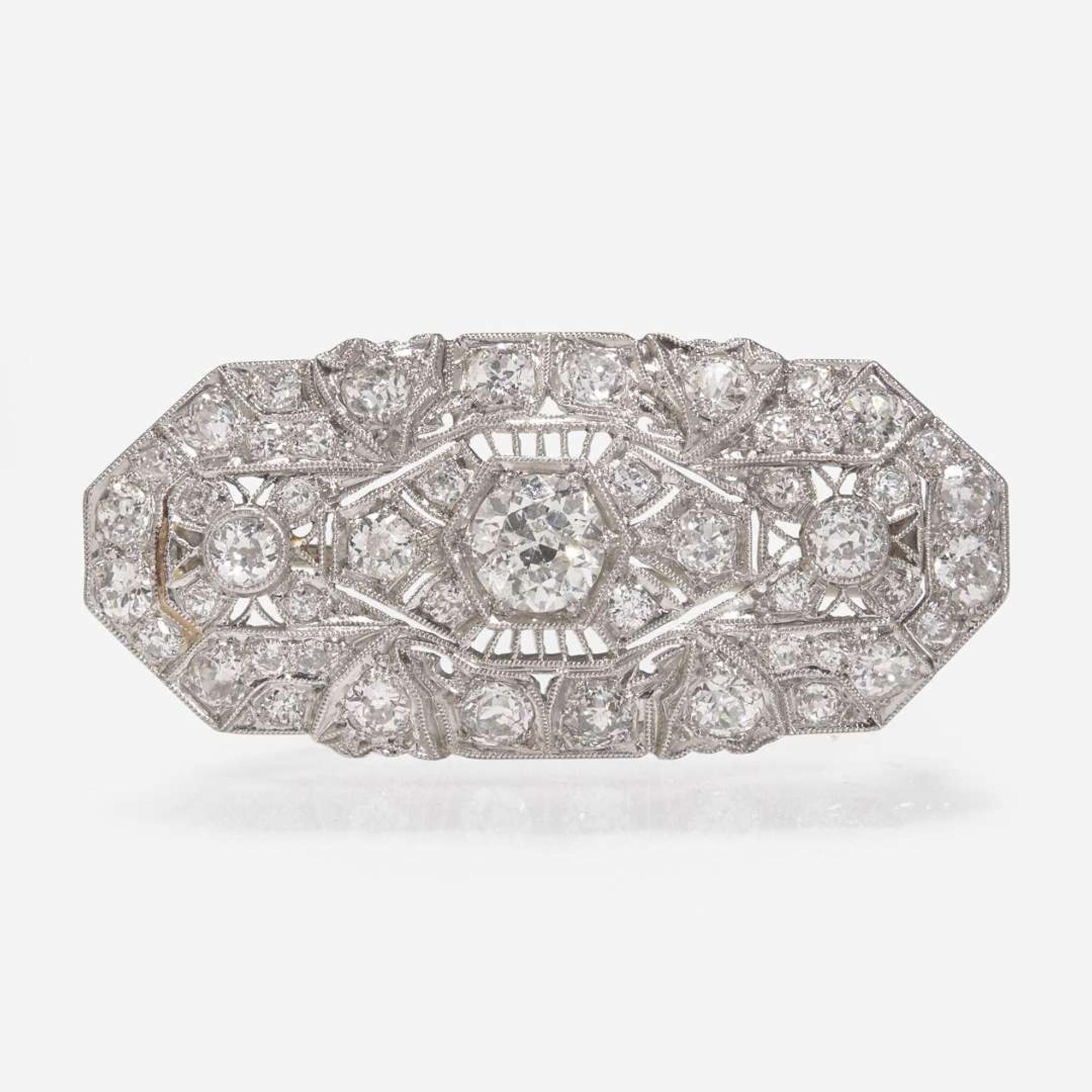 An Art Deco Diamond and Platinum Brooch