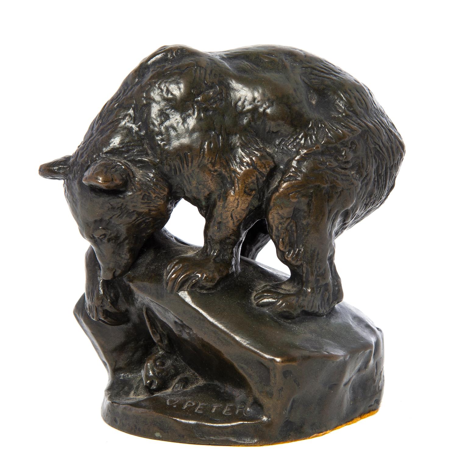 A French Bronze Animalier Group, VICTOR PETER (1840-1918), Height 4 1/2 inches. — VICTOR PETER (1840-1918),