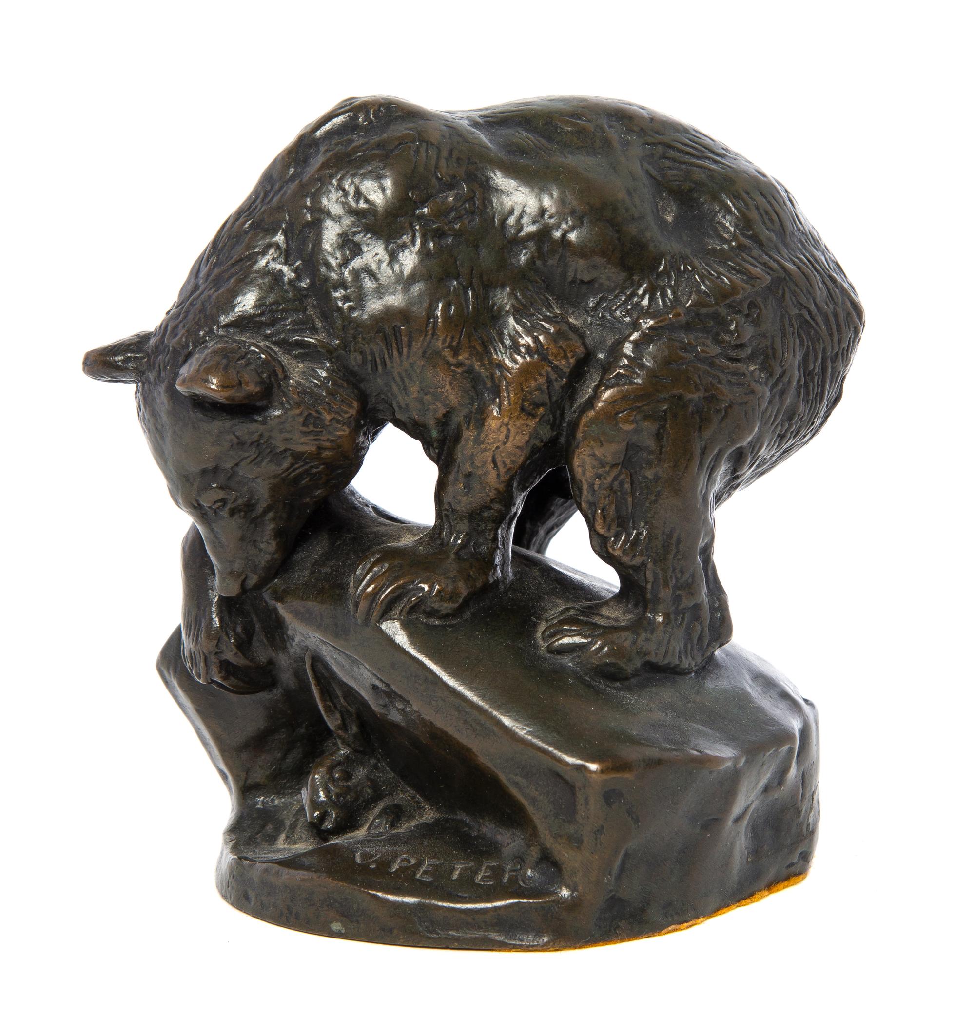 A French Bronze Animalier Group, VICTOR PETER (1840-1918), Height 4 1/2 inches. — VICTOR PETER (1840-1918),