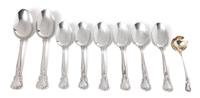 Eight American Silver Spoons, Gorham Mfg. Co., Providence, RI, Chantilly pattern, comprising 2 serving spoons and 6 tablespoons, togeth