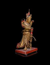 A Chinese Gilt Wood Figure of Weituo