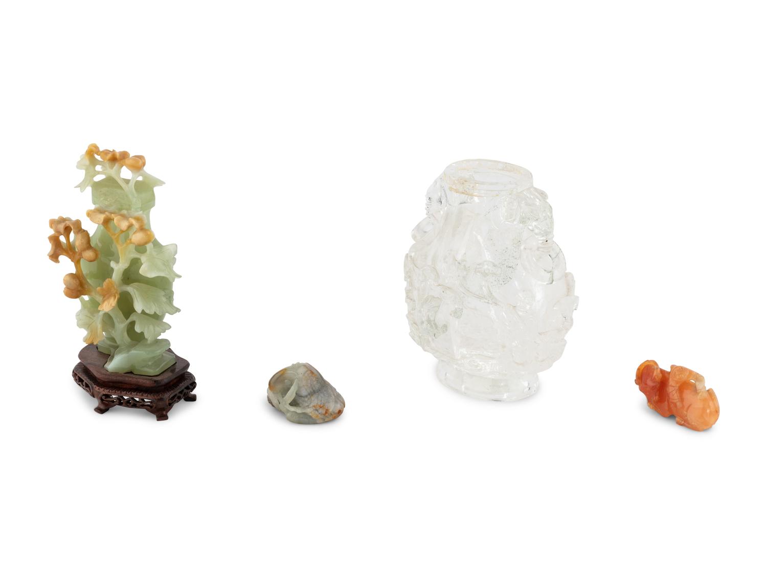 Four Chinese Jadeite and Precious Stone Carvings