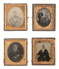 [EARLY PHOTOGRAPHY]. A group of 51 assorted ambrotype and tintype portraits of men, women, and children.