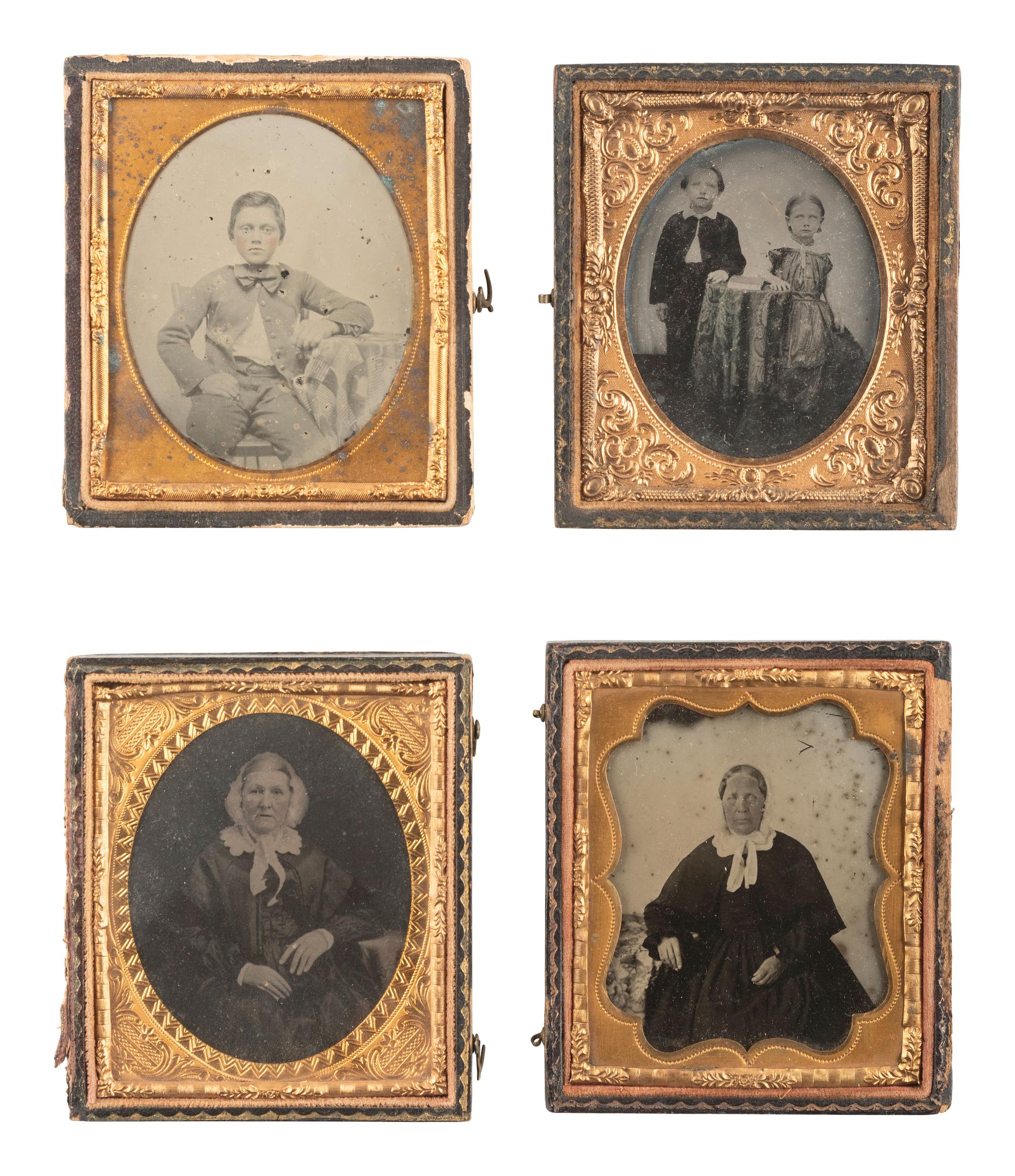 [EARLY PHOTOGRAPHY]. A group of 51 assorted ambrotype and tintype portraits of men, women, and children.