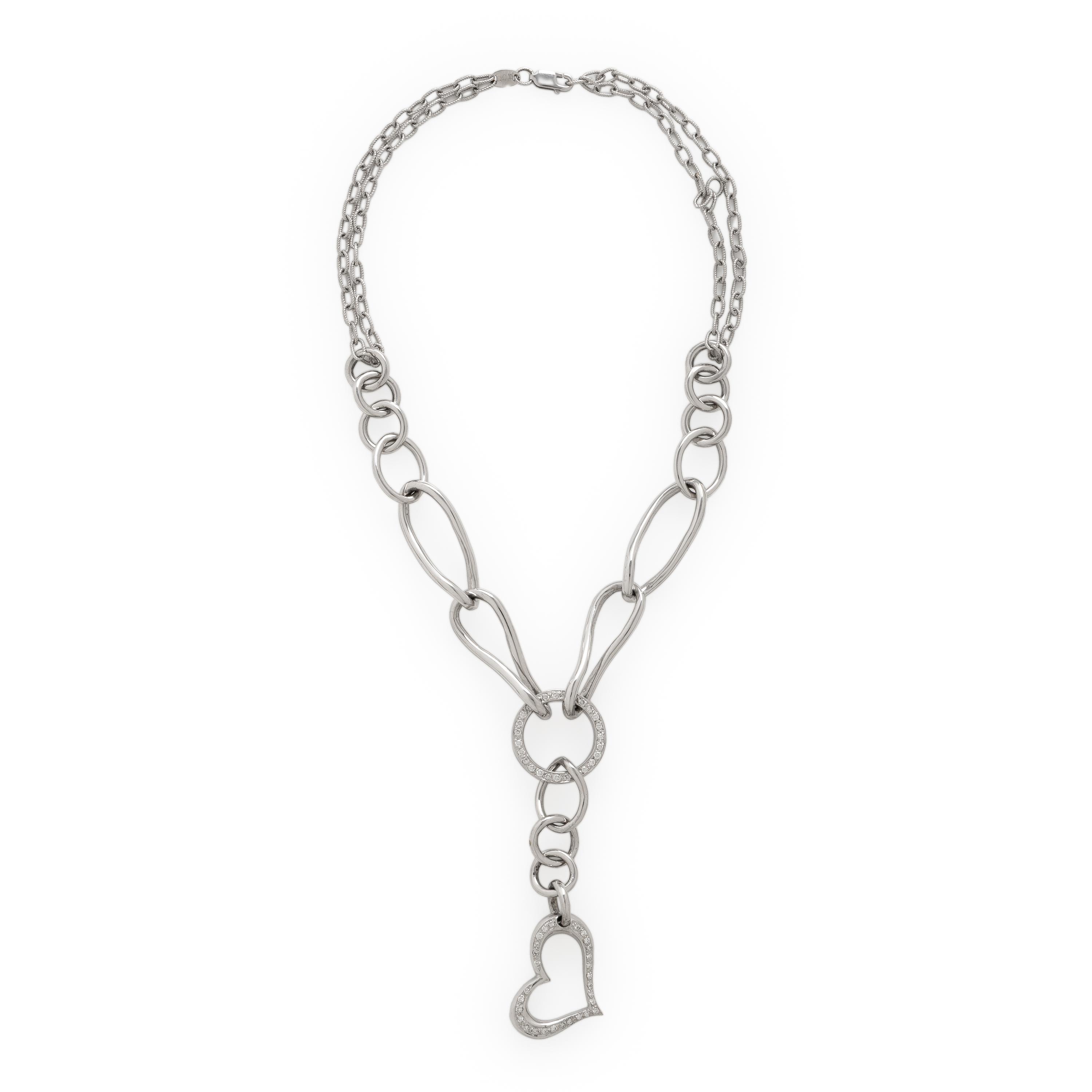 Diamond and White Gold Heart Necklace