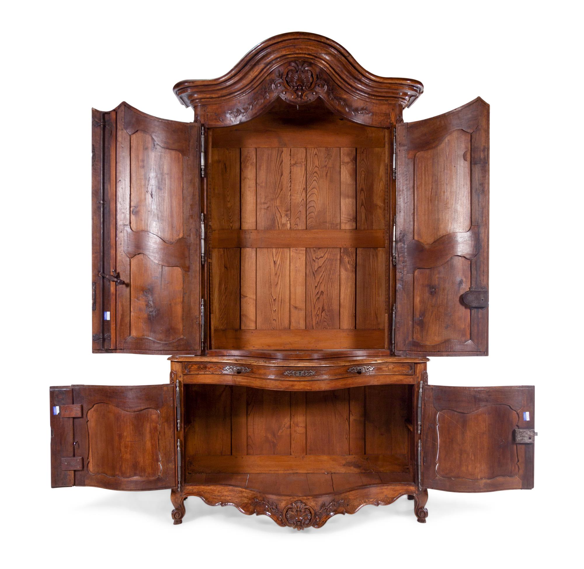 A Louis XV Provincial Walnut Buffet à Deux Corps